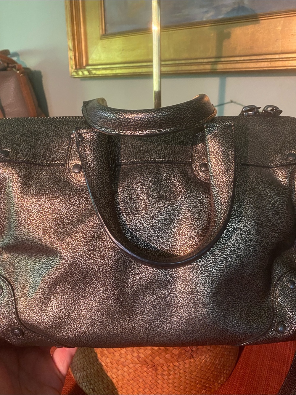 Coach Rhyder 24 Satchel Shoulder Crossbody Bag in Metallic Gunmetal Leather - Picture 8 of 16